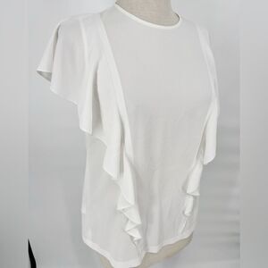 Hugo BOSS Damen White Ruffle‎ Blouse Sz 4
